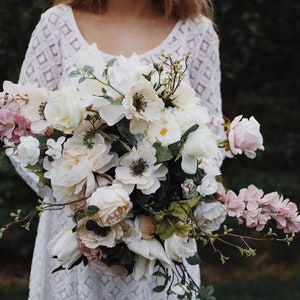 boho bouquet, bridal bouquet, anemone bouquet, Wedding bouquet, wedding flowers, blush pink, eucalyptus,