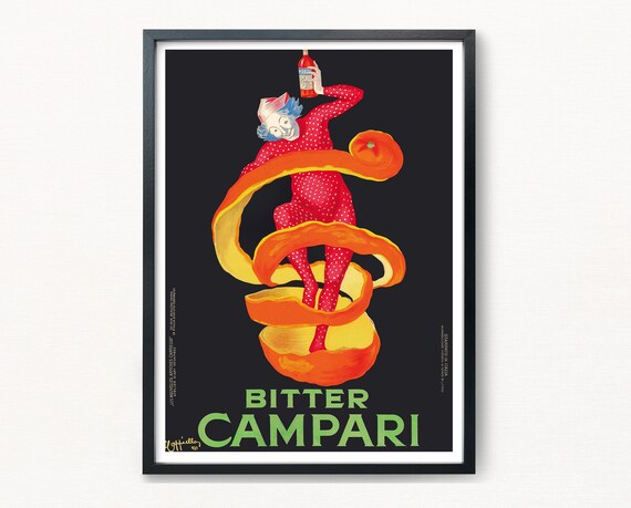 Vintage Campari Poster Drinks Advert Food And