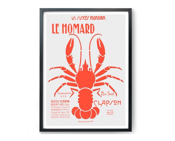 Art Deco Le Homard Lobster 1920 Lobster Wall Art - Etsy