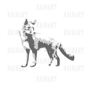 Fox 2 Svg - Fox Silhouette - Fox Outline - Animal Svg - Clipart for Kids - Grunge Art