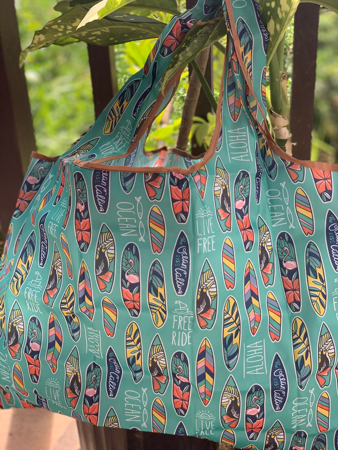 Eco Foldable Shopping Bag Hawaiian style Reusable Grocery Etsy