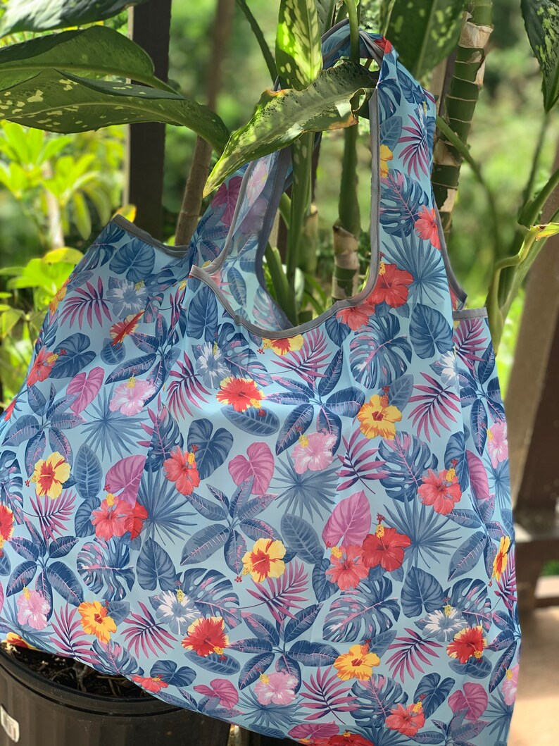 Eco Foldable Shopping Bag Hawaiian style Reusable Grocery Etsy