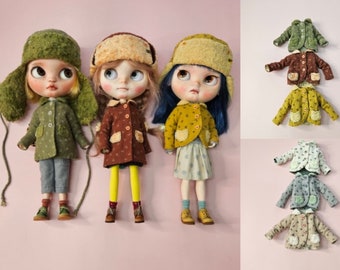 Short jacket for Blythe, short coat for doll, Blythe clothes, Blythe outfit, handmade for Blythe.