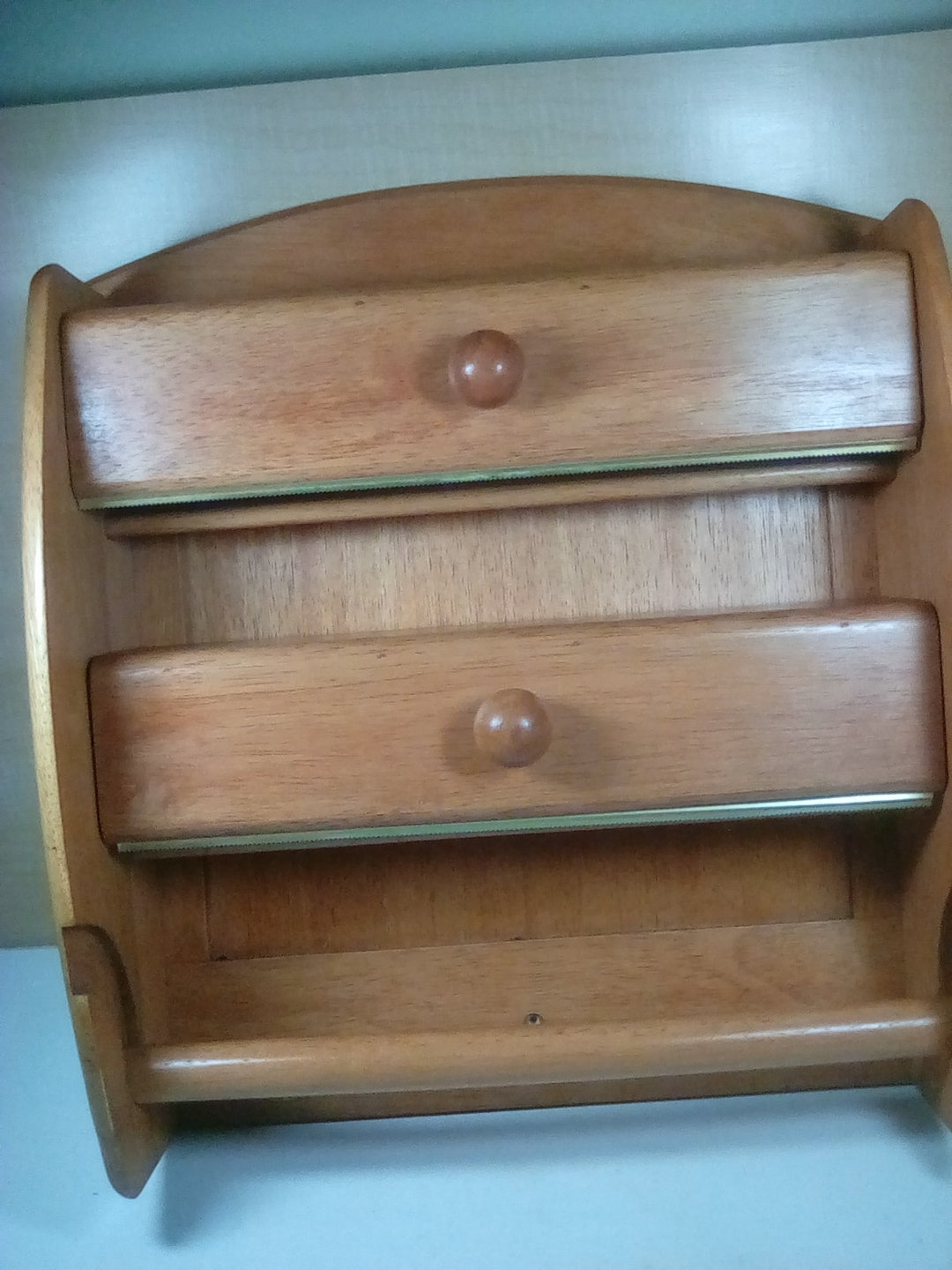 3 Tier Vintage Wooden Paper Towel, Wax Paper, Aluminum Foil Dispenser