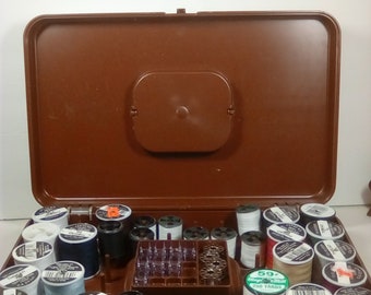 Brown Wilson Wil-hold thread and bobbin case with thread and bobbins