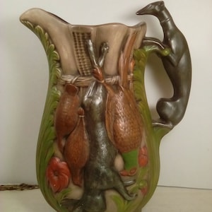 Wild game Hunting scene hand painted vase