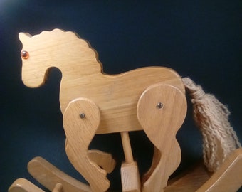 wood small  doll rocking horse