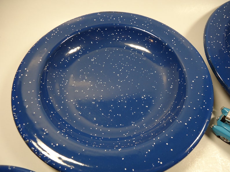 4 Blue Granite Ware Bowls Etsy