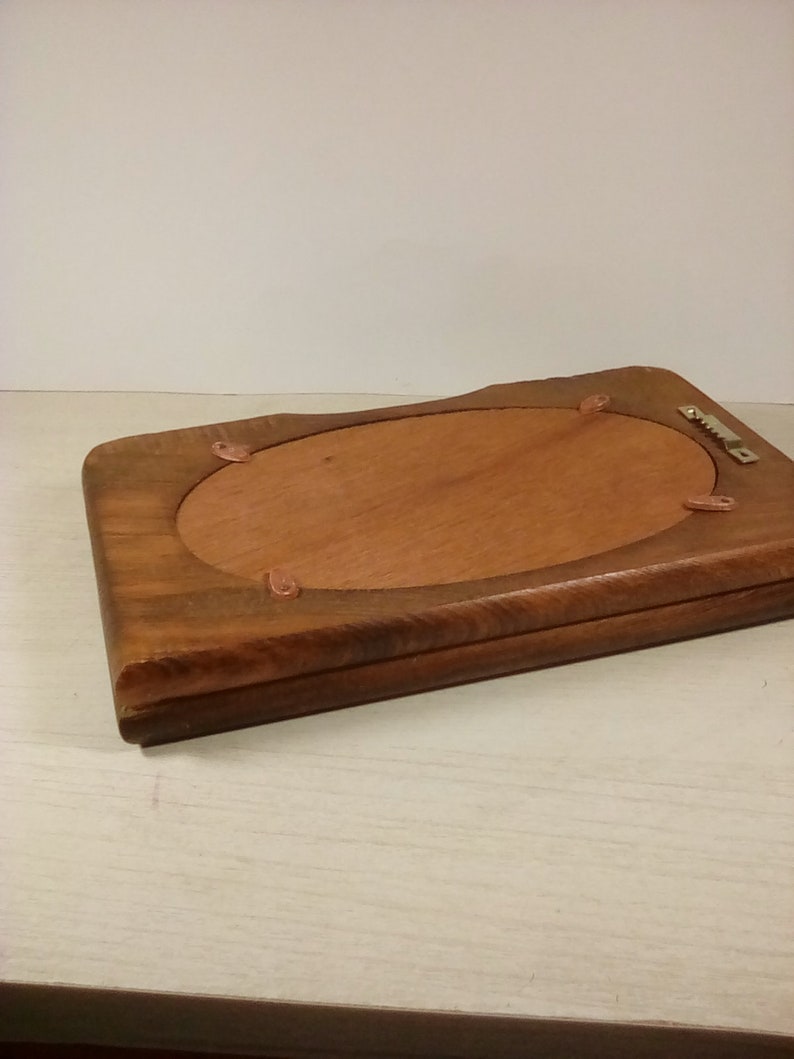 vintage wooden double bifold photo frame