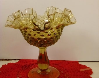 Fenton pedestal Hobnail  dish