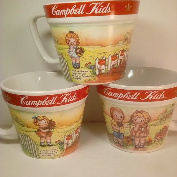 Set of 3 Campbell Kids soup mugs / bowls