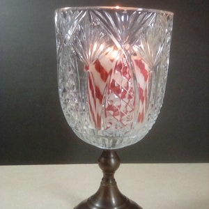 Crystal pineapple design globe brass metal pedestal candle holder