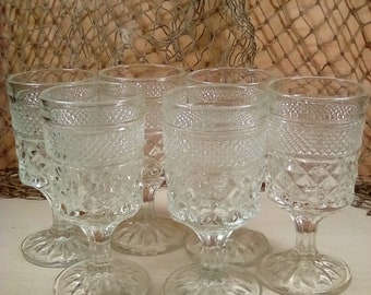 Set of 6 small Wexford pedestal  glasses