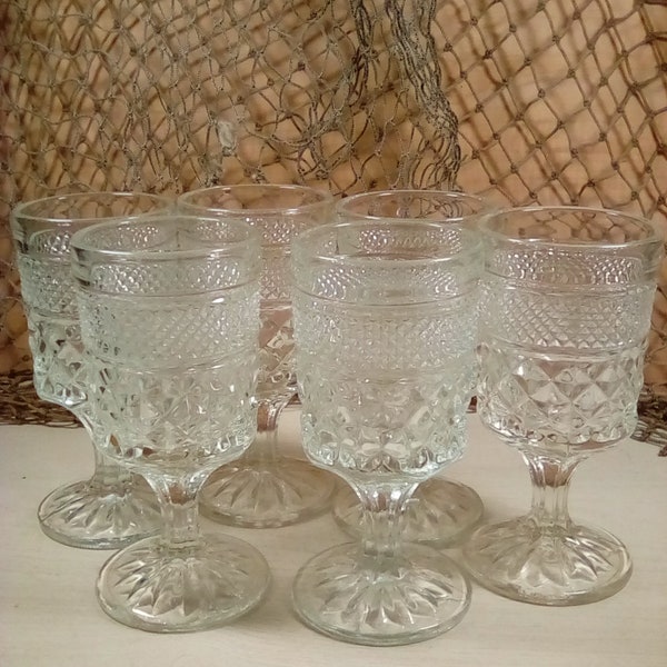 Set of 6 small Wexford pedestal  glasses