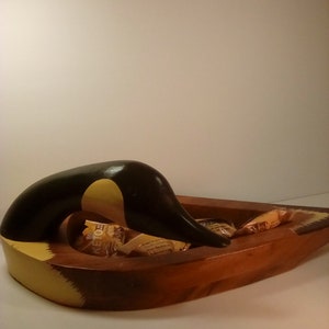 Moveable duck head wooden candy/trinket tray