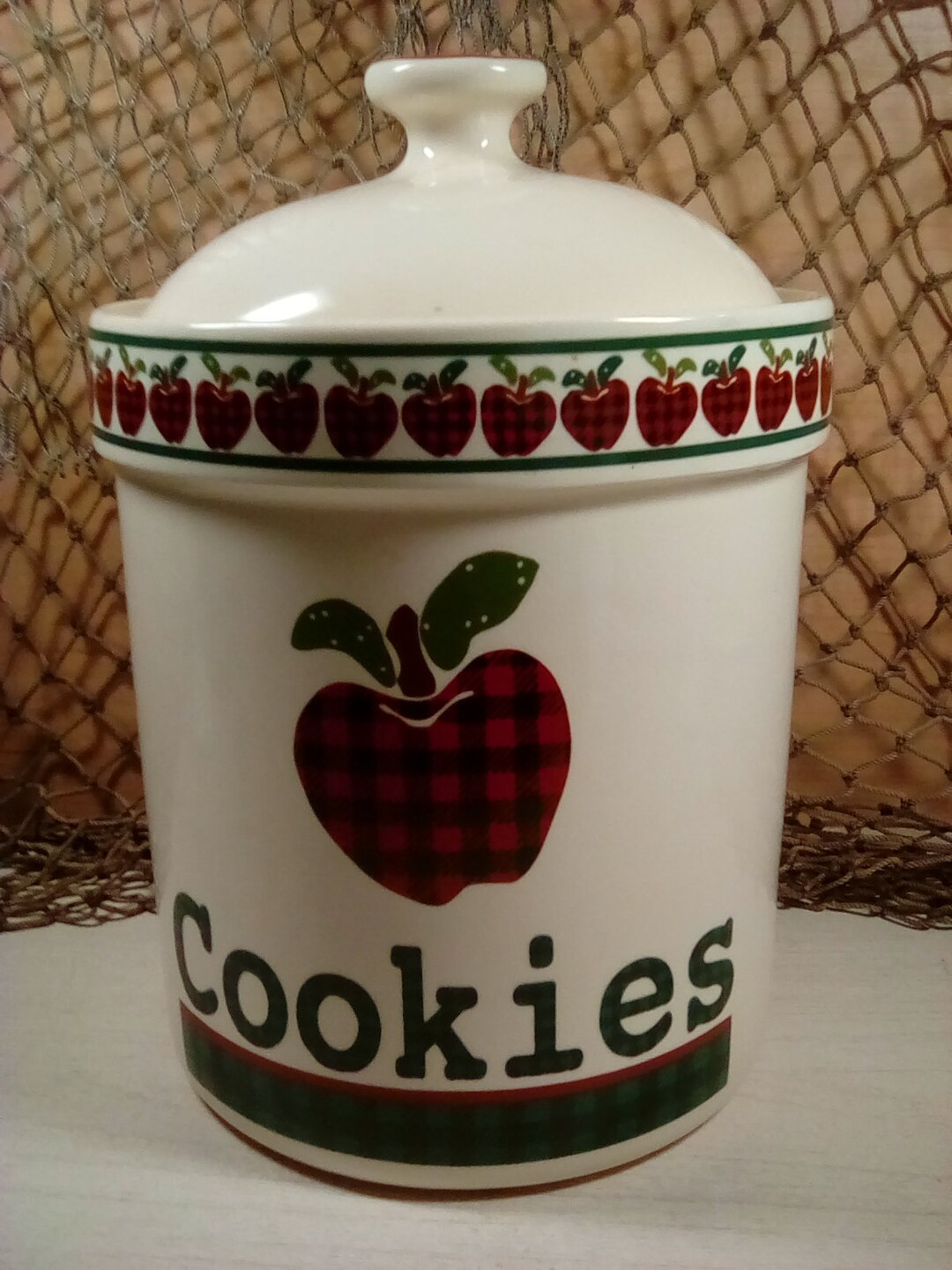 Ceramic Apple Jack Cookie Jar Etsy
