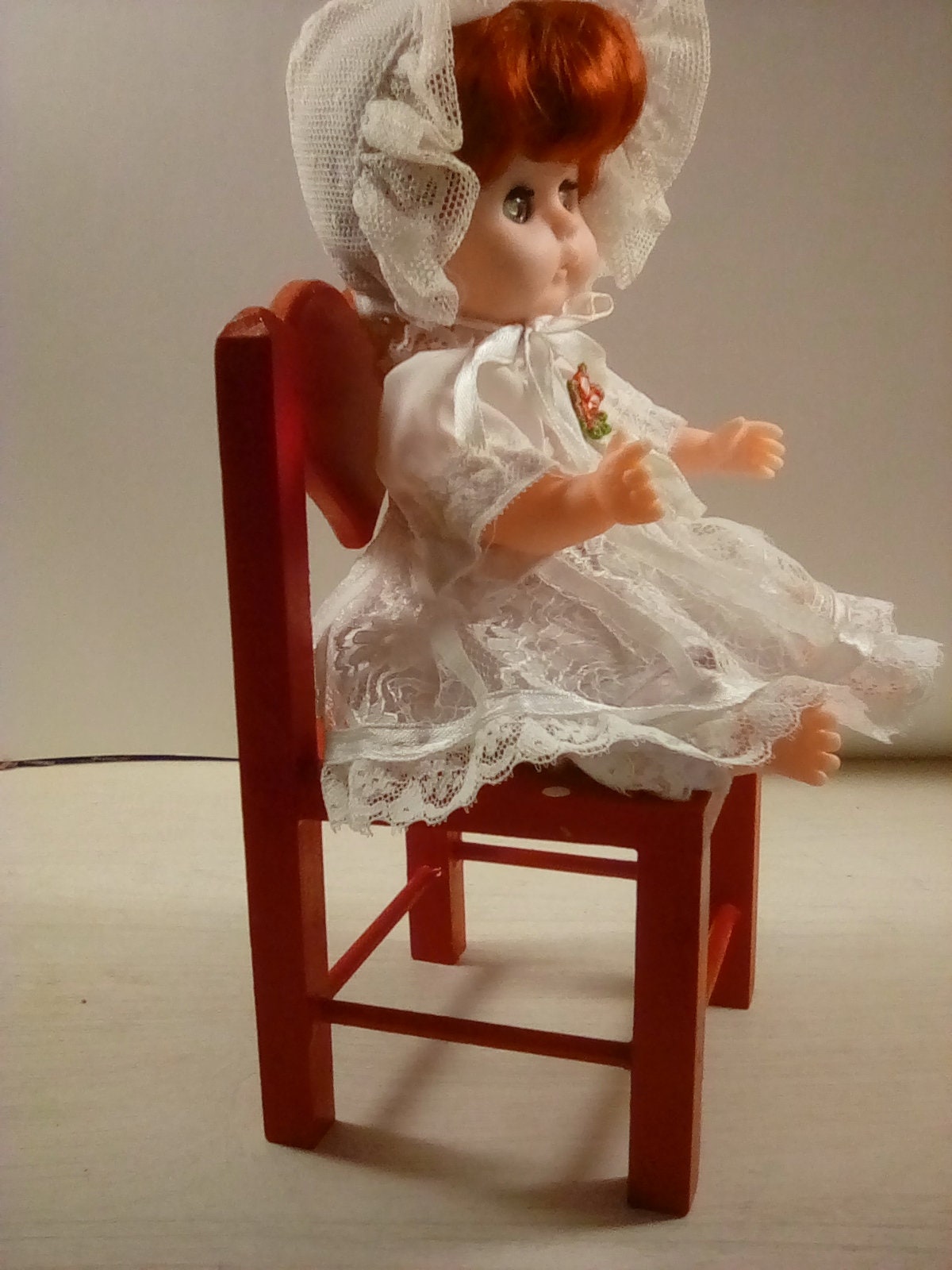 Small Red Wooden Doll Chair Etsy
