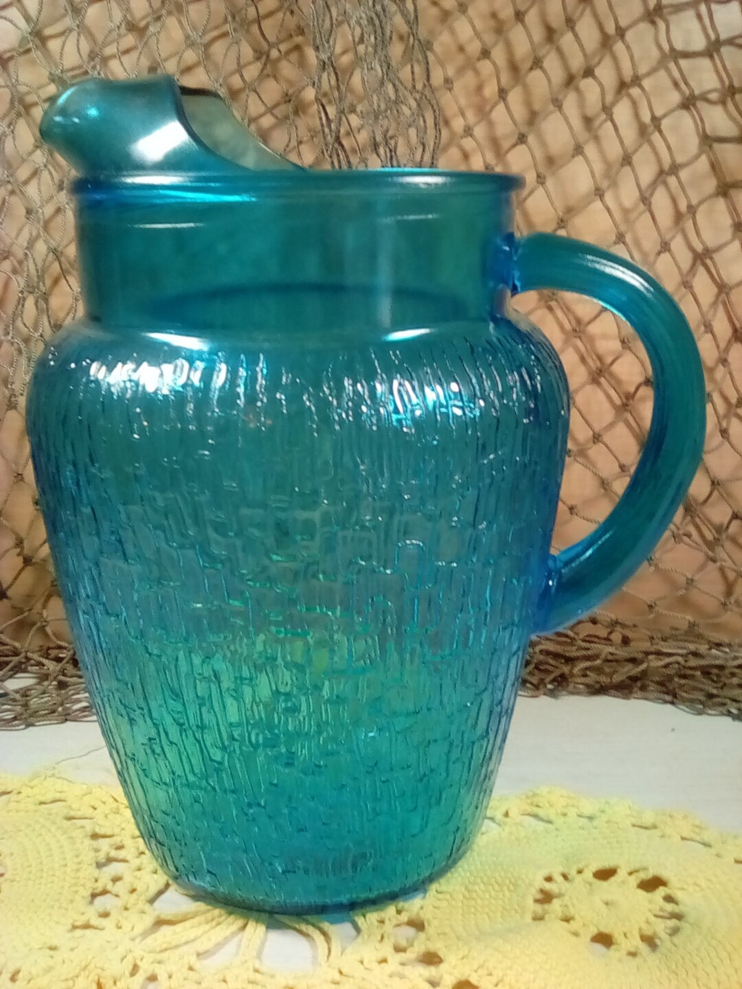 Tall Blue Pitcher - Etsy