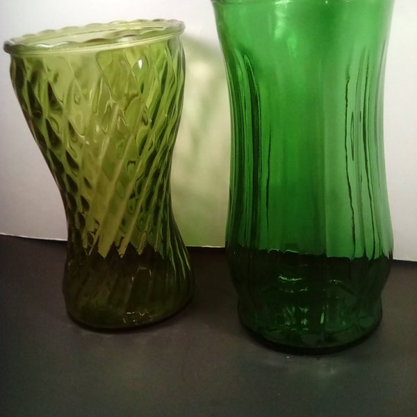 Tall Green Glass Vase Vintage Etsy