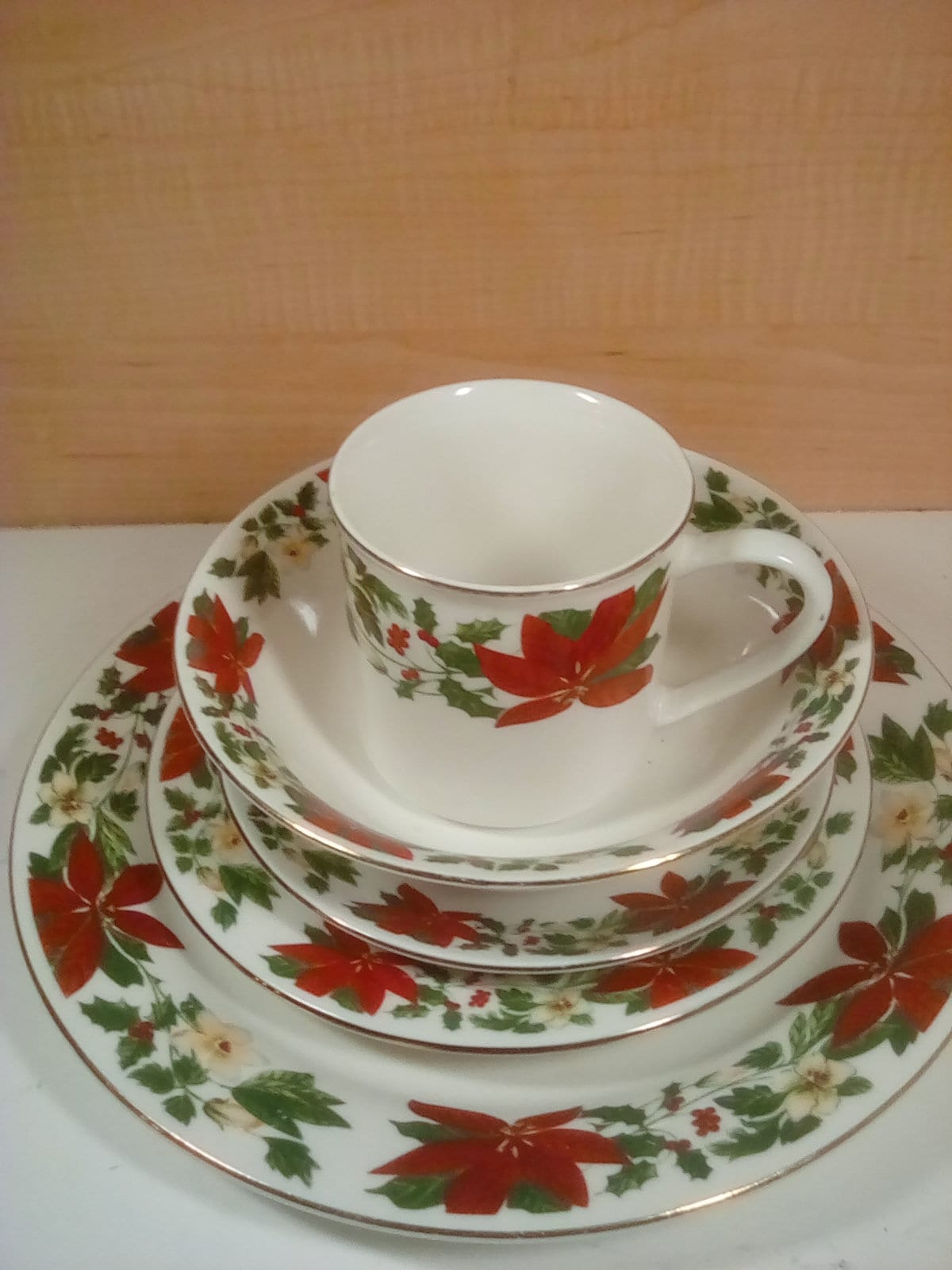 20 Piece Gibson Everyday Poinsettia Christmas Dinner Ware