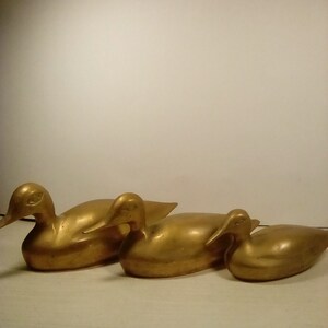 3 vintage  Brass ducks
