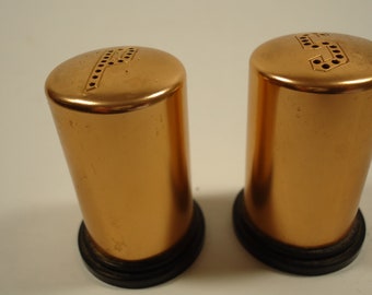 Vintage Copper color salt & pepper shakers