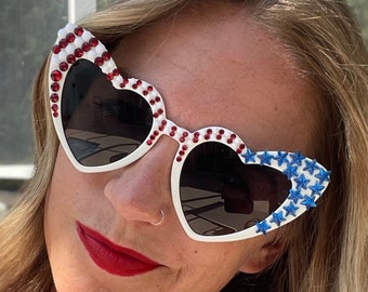 Gafas de sol patrióticas en forma de corazón de EE. UU.