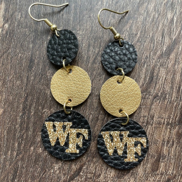 WAKE FOREST Triple Circle leather earrings