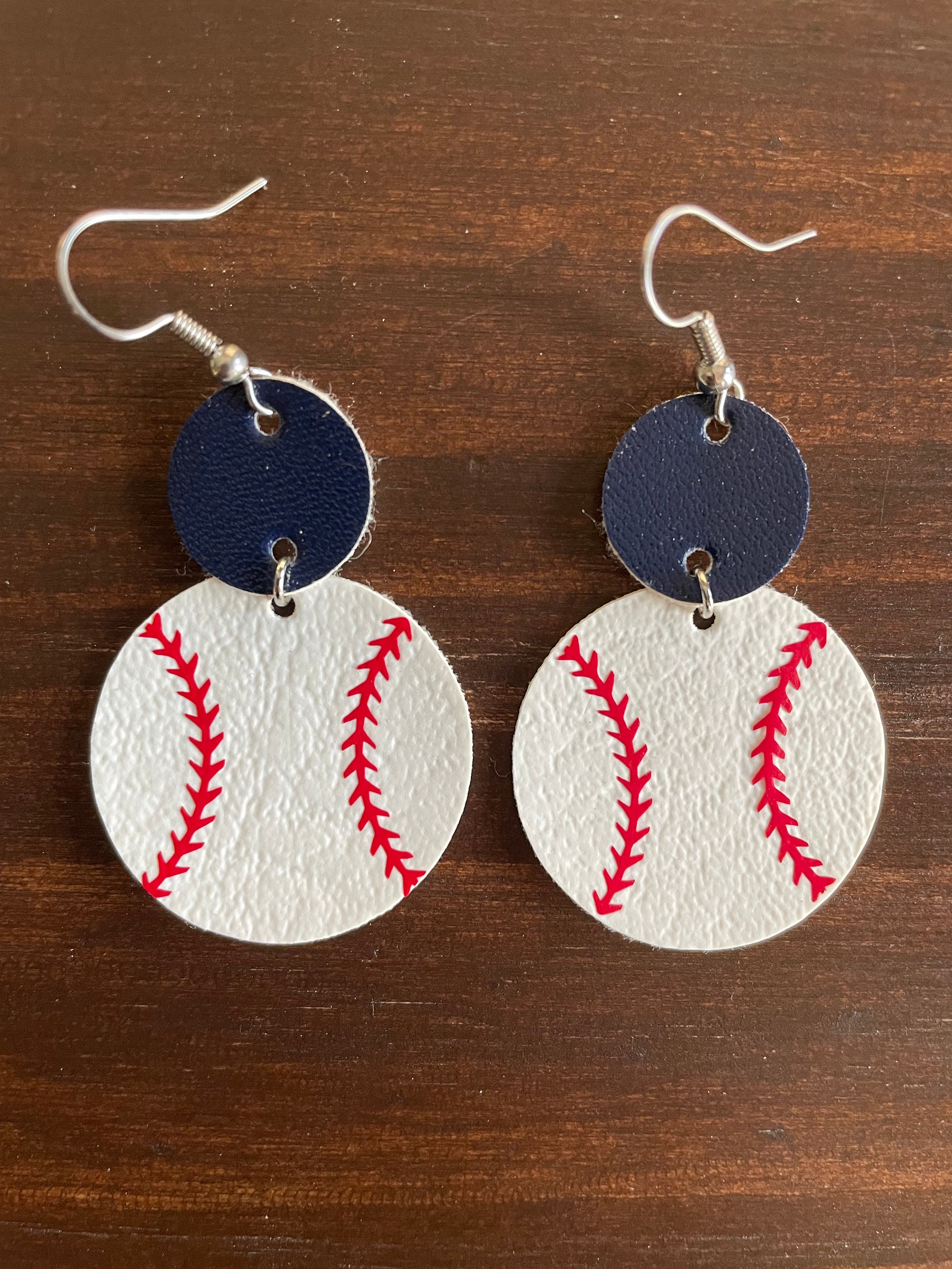 Baseball Leather Earrings can Be Personalized Etsy