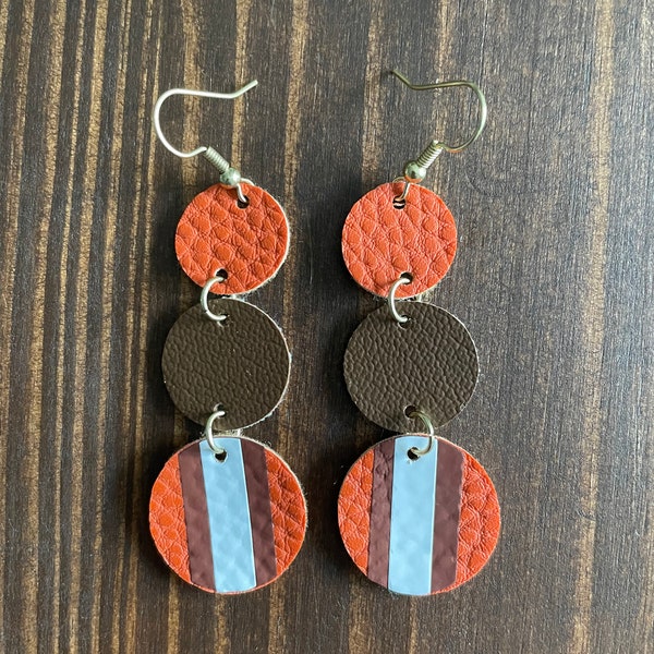 Cleveland Browns leather dangle earrings