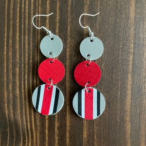 OHIO STATE Triple Circle dangle leather earrings