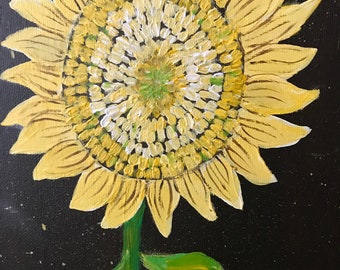 Sunflower Painting, Abstract, Acrylic Original Art, Floral, Flowers, Garden, Summer, Acrylic, Wall Art, Art Decor