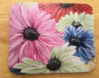 Mouse Pad, Daisies, Floral Mouse Pad, Flowers Mouse Pad, Daisy, Art Print on Mouse pad