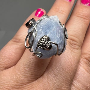 Blue Calcite Crystal (Size 7 Ring)