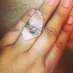 Raw Rose Quartz ring, Infinite Love