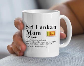 Mug « Définition de maman sri-lankaise », Tasse à café « Fière maman sri-lankaise », Cadeau pour maman super-héroïne, Cadeau pour la fête des mères, Patrimoine culturel