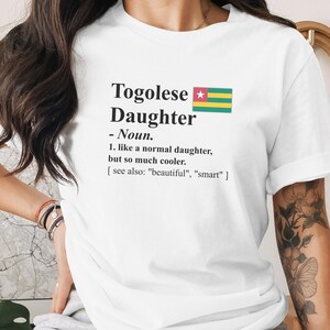 Proud Togolese Daughter Definition T-Shirt, Cool Togo Heritage Gift Tee, African Pride Shirt for Women, Togo Flag Apparel
