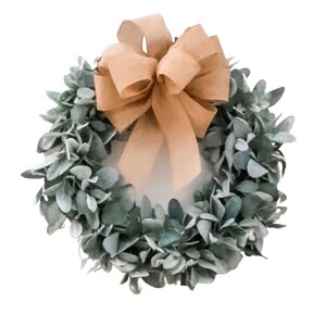 Neutral Farmhouse Wreath, Eucalyptus Lambs Ear Wreath, Gift for Mom, Year Round Wreath, Front Door Wreath, Spring Wreath, double door wreath image 3