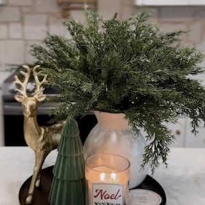 Faux Cedar Stems (Set of 4): 24&quot; Realistic Greenery, Holiday Decor
