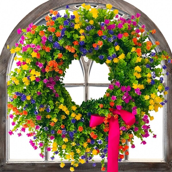 Multicolored Spring and Summer Door Wreath, Colorful  Wreath, Farmhouse Wreath, French Country Wreath, Country Window Wreath, Gift for Mom