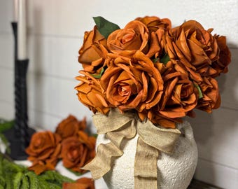 Artificial Real Touch Roses - Bundle of 10, Bundle of 10 Artificial Rose Stems, Gift for Mom, Realistic Faux Flowers, Table Decor