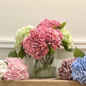 Bundle of 3 Artificial Hydrangeas, Real Touch Hydrangeas, Life Life Hydrangeas, Realistic Artificial Flowers, Faux Summer Floral Arrangement