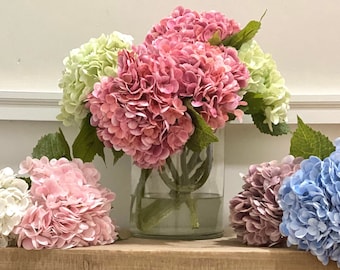 Bundle of 3 Artificial Hydrangeas, Real Touch Hydrangeas, Life Life Hydrangeas, Realistic Artificial Flowers, Faux Summer Floral Arrangement