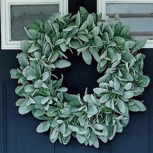 Lambs Ear Wreath for Front Door, Farmhouse Greenery Wreath,  Small Wreath Farmhouse, Year Round Door Wreath, Everyday all season wreath