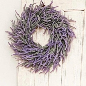 Artificial Lavender Wreath for Front Door, Rustic Summer Farmhouse Wreath, Purple Front Door Wreath, lavender decor, mantle decor