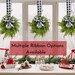 Christmas Mini Cabinet Wreaths with Ribbon, Mini Cedar Cabinet Wreaths, Cabinet Wreath with Buffalo Plaid Bow, Farmhouse Thanksgiving Decor 