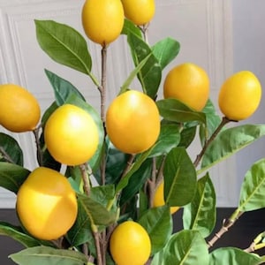 Artificial Lemon Stems - Bundle of 4: Realistic Yellow Fruit Decor