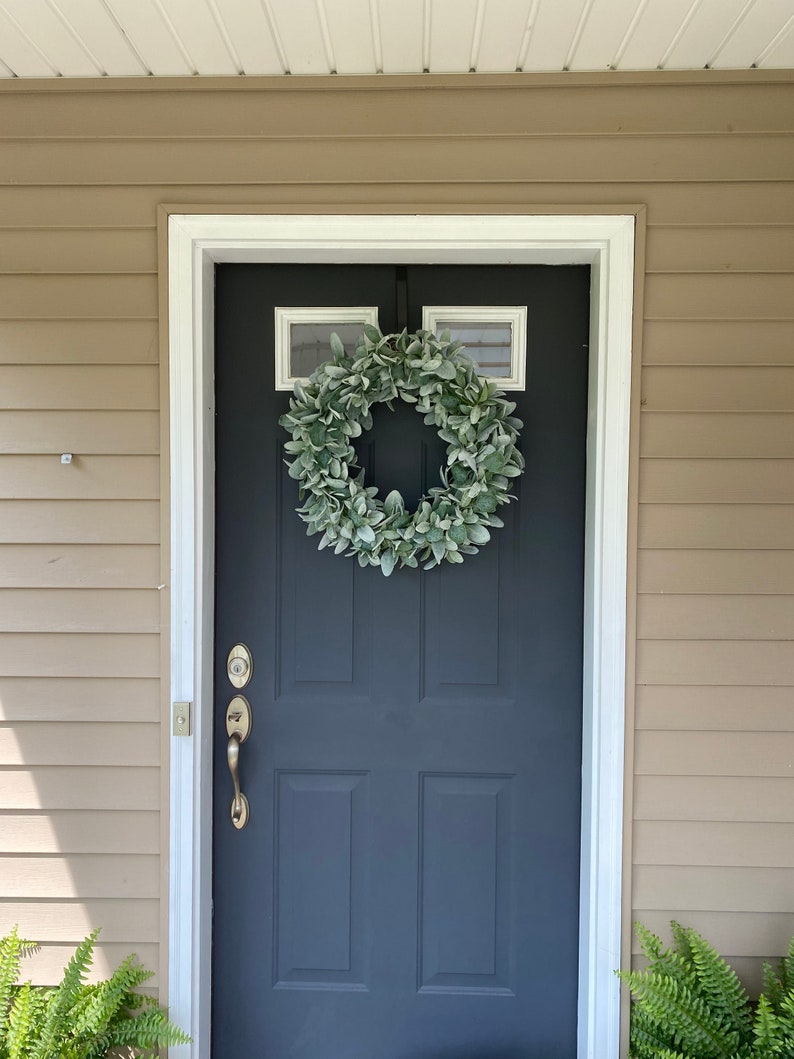 Lambs Ear Wreath for Front Door Farmhouse Eucalyptus Wreath Etsy