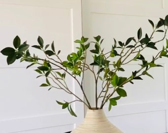 Artificial Real Touch Fiscus Microcarpa Stem- Bundle of 4, Life Like Greenery Branch, Realistic Spring  Faux Greenery Stem