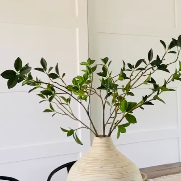 Artificial Real Touch Fiscus Microcarpa Stem, Life Like Greenery Branch, Realistic Artificial Spring Flowers, Faux Greenery Arrangement